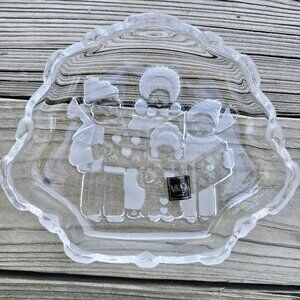 Mikasa Etched Crystal Christmas Carolers Candy Or Nut Cokkie Dish Trinket Plate